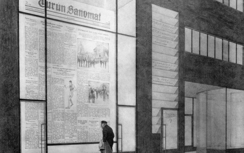 Turun-Sanomien-toimitalo-1928-1930-piirustus-alvar-aalto-museo